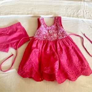 Love & Grow Pink Sequin‎ Dress and Shorts Set